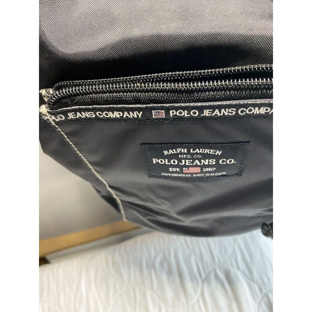 Polo Jeans Ralph Lauren Sport Sling Nylon Bucket Bag Flag Black Vintage 90’s